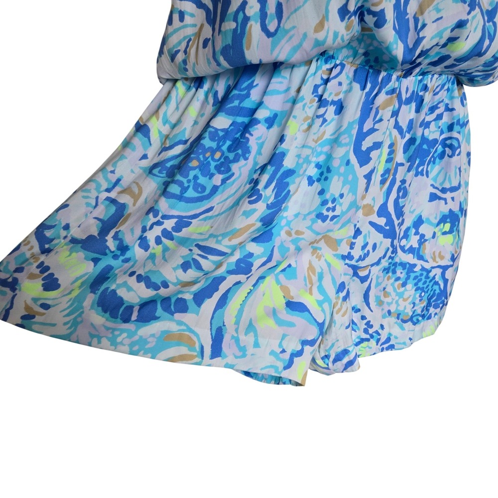 Lilly Pulitzer Deanna Blue Tropical Print Romper S Resort Preppy Coastal Summer - Picture 4 of 10